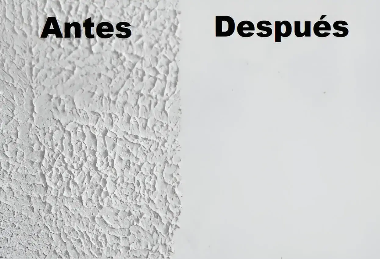 Antes y después de quitar gotelé en pared, trabajo de Los Pintores Ávila